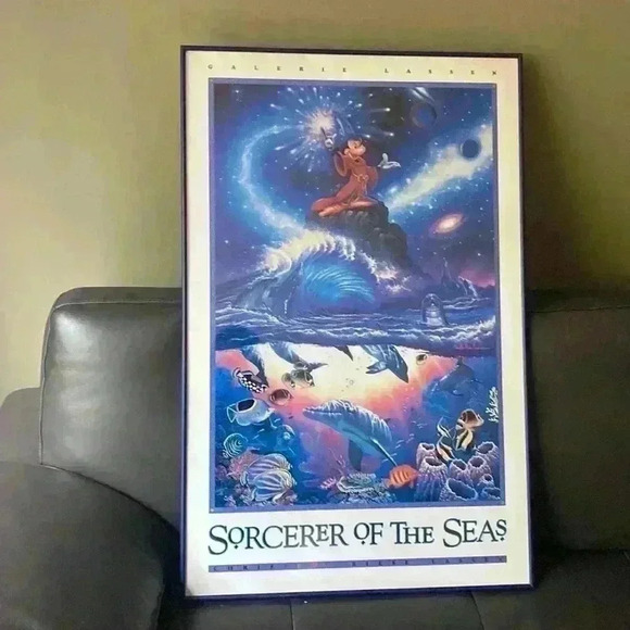 DISNEY Framed Poster "SORCERER OF SEA" BY  CHRISTIAN RIESE LASSEN. - Picture 8 of 13